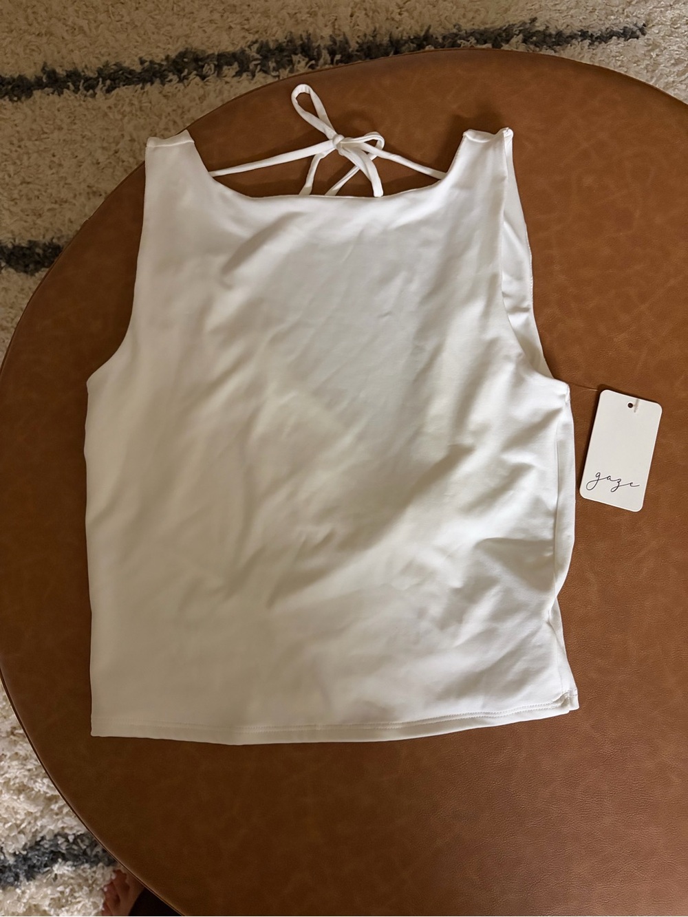 gaze White Tie-Back Tank Top